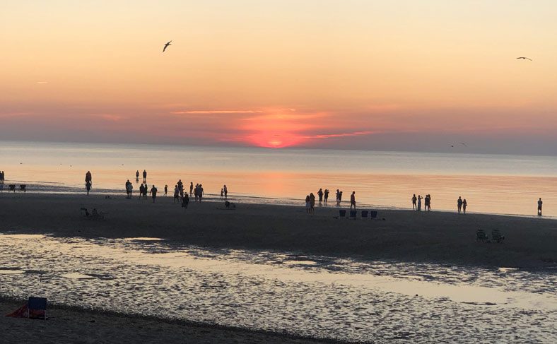 A gorgeous sunset at Crosby Landing Beach, just two miles from this vacation rental on Cape Cod.